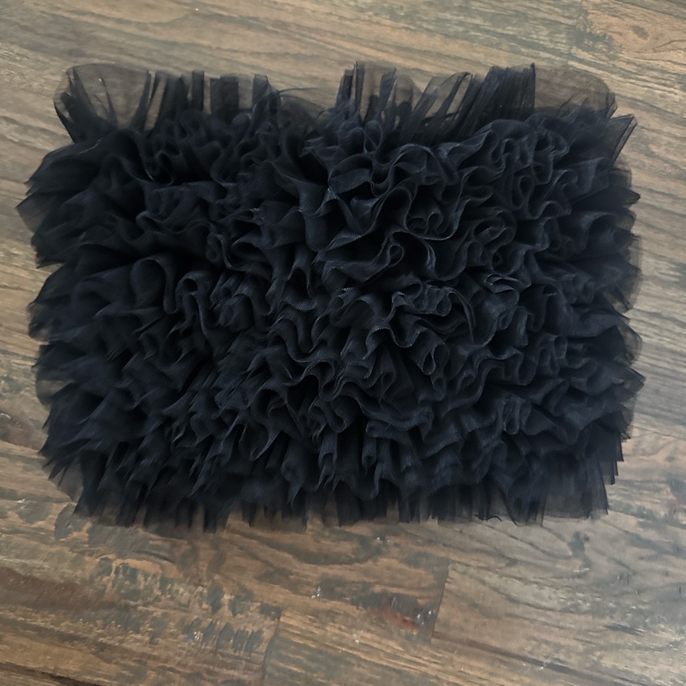 American Threads Black Ruffled Top